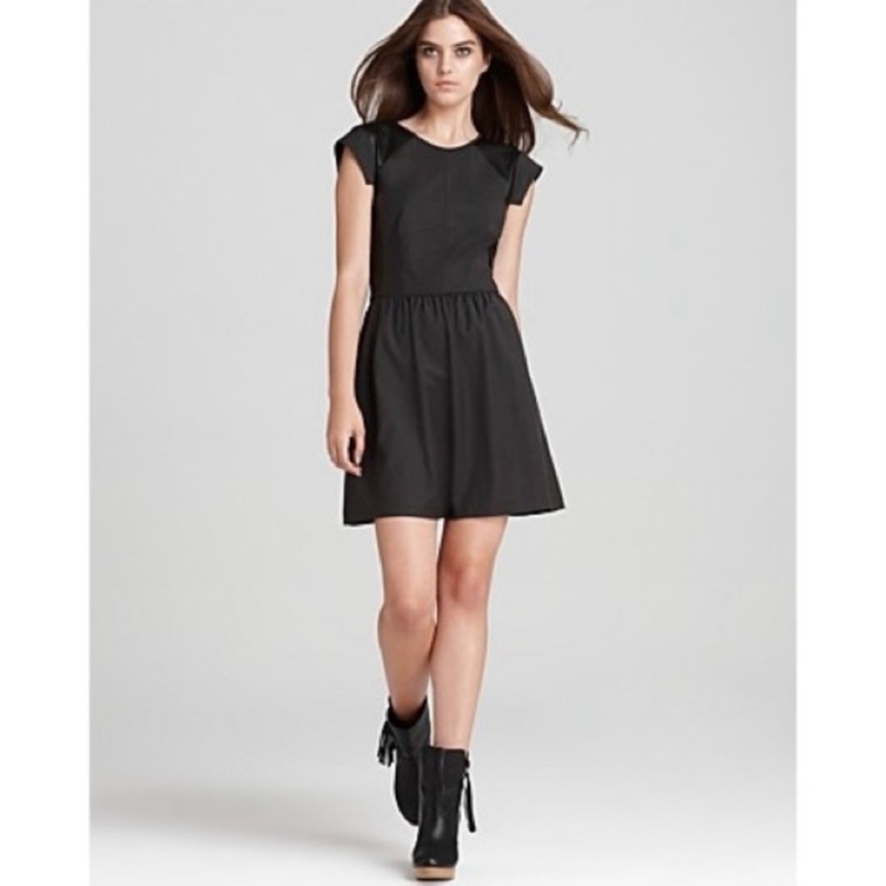 Rebecca Taylor Twill Silk Combo Dark Grey Dress